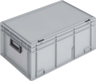 Kunststof koffer | L600xB400xH293 mm PP 2 grepen | schuifsluiting grijs 55 l | 1 stuk - PC552M-139255210118 PC552M-139255210118