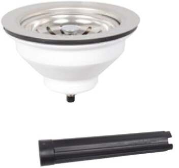 Kunststof korfventiel, 1 1/2" ET, roestvrijstalen ventielbeker en zeef Ø114 mm - 98835240