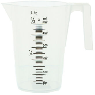 Kunststof maataanduiding maatbeker transparant 500 ml - Maatbekers