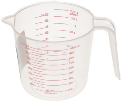 Kunststof maatbeker 1 liter - 1000 ml - Keuken benodigdheden - Maatbeker