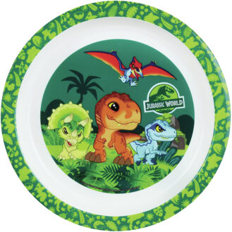 Kunststof ontbijtbordje plat Jurassic World dinosaurus 22 cm - Kinderservies Multikleur