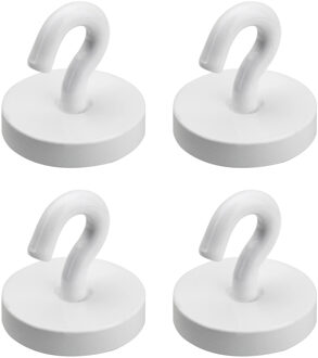 Kunststof ophang magneet - Set van 4x stuks - met haak - Dia 2.2 cm - bordje ophangen - max 10 kilo