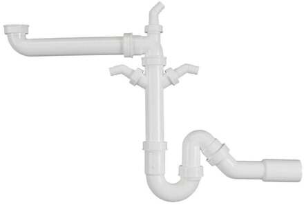 Kunststof ruimtebesparende spoelbak buisvormige sifon, wit, 1 1/2" H x 50 mm, met 3/4" apparaataansluiting - 98833748