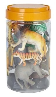 Kunststof speelfiguren/dieren - 10x stuks - in emmer - speelgoed Multi