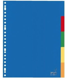 Kunststof tabbladen A4 - 5 stuks - 23 rings/ gaats - gekleurde tabbladen