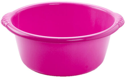 Kunststof teiltje/afwasbak rond 15 liter roze