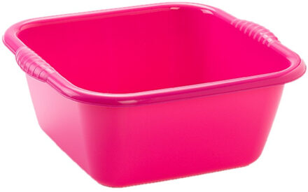 Kunststof teiltje/afwasbak vierkant 15 liter roze