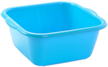 Kunststof teiltje/afwasbak vierkant 6 liter blauw