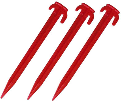 Kunststof tent haringen 20 cm 6 stuks - Tentharingen Rood