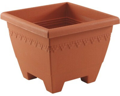 Kunststof terracotta plantenbakken/bloempotten Lima 30 cm vierkant - Plantenbakken Bruin