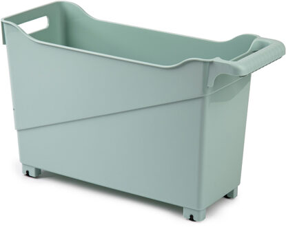Kunststof trolley pastel groen op wieltjes L45 x B17 x H29 cm - Opberg trolley