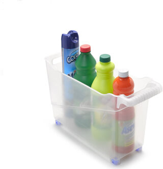 Kunststof trolley transparant op wieltjes L45 x B17 x H29 cm