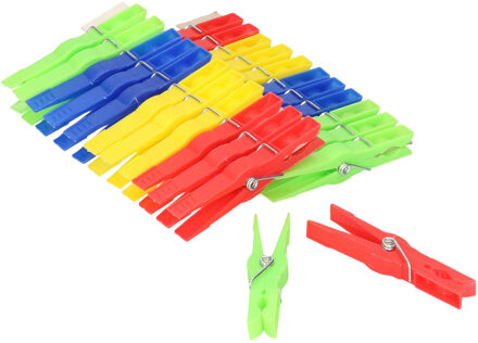 Kunststof wasknijpers - 24x - 4 kleuren per set - 8 cm - Knijpers Multikleur