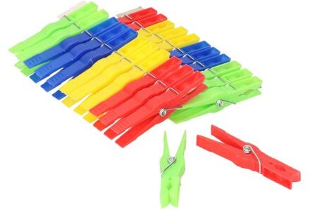 Kunststof wasknijpers - 24x - 4 kleuren per set - 8 cm - Knijpers Multikleur