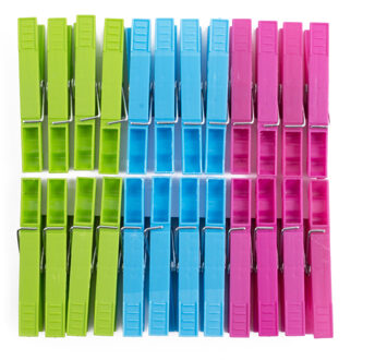 Kunststof wasknijpers - kleuren mix - 48x stuks - 8 cm - was ophangen