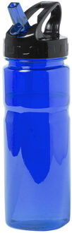 Kunststof waterfles/drinkfles/sportfles - blauw transparant - met drinktuit - 650 ml