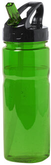 Kunststof waterfles/drinkfles/sportfles - groen transparant - met drinktuit - 650 ml