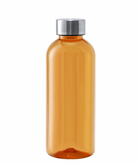 Kunststof waterfles/drinkfles/sportfles - oranje transparant - met RVS dop - 600 ml - Drinkflessen