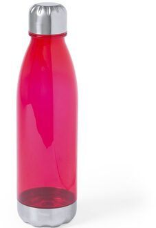 Kunststof waterfles/drinkfles transparant rood met RVS dop 700 ml - Drinkflessen