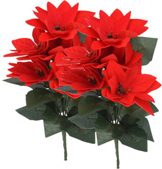 Kunsttak Kerstster - 2x - rood - 30 cm - voor binnen - Kerst kunstbloemen