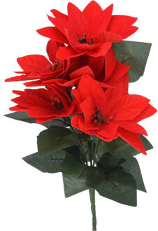 Kunsttak Kerstster - rood - 30 cm - voor binnen - Kerst kunstbloemen