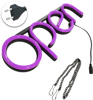 Kunstwerk Opknoping Ketting Ultra Heldere Teken Lamp Led Venster Weergave Visuele Bar Winkel Open Neon Light Decoratieve Muur Deur roze plug EU