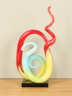 Kunstwerk uit glas blauw/rood/geel, 37 cm