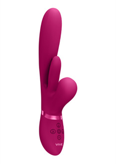 Kura - Thrusting G-Spot Vibrator with Flapping Tongue and Pulse Wave Stimulator - Pink