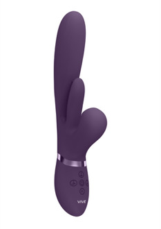 Kura - Thrusting G-Spot Vibrator with Flapping Tongue and Pulse Wave Stimulator - Purple