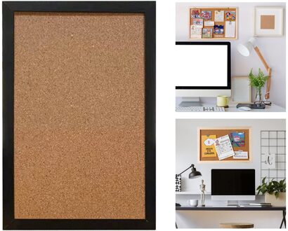 Kurk Bulletin Board-Decoratieve Omlijst Prikbord Muur Decor Voor Home Office zwart
