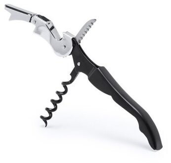 Kurkentrekker 3-in-1 - 1x - rvs metaal - zwart/zilver - 12 cm - wijnflessen