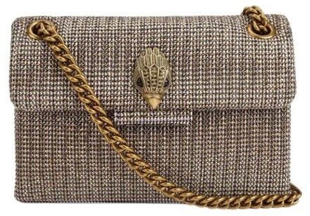 Kurt Geiger fabric mini kensington V studjes crossbody tas gold Goud