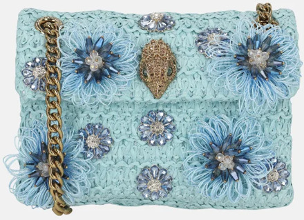 Kurt Geiger Kensington schoudertas raffia mini pale blue Blauw - No Size