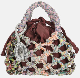 Kurt Geiger Macrame crystal handtas S wine combo Donker rood