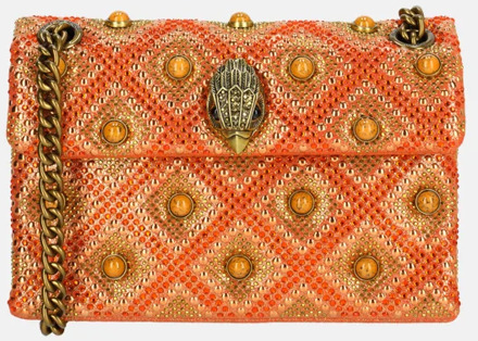 Kurt Geiger mini Kensington schoudertas strass jewel red combi Oranje - No Size