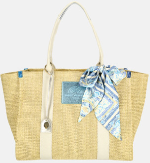 Kurt Geiger Southbank tote shopper raffia XXL beige combi