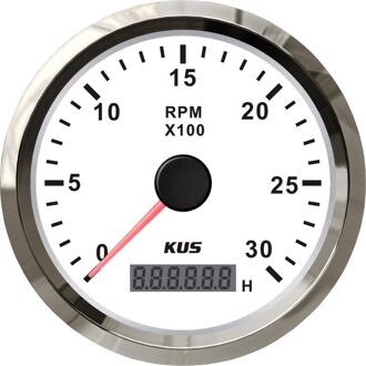 KUS Marine Toerenteller Gauge Met LED Urenteller Boot Truck Auto RV Waterdichte RPM Tacho Meter 3000 RPM 85mm speed Rantsoen WS