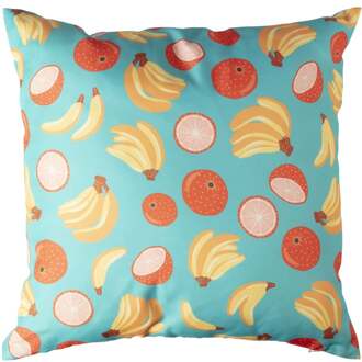 Kussen banaan & manderijn - blauw/geel - 45x45 cm