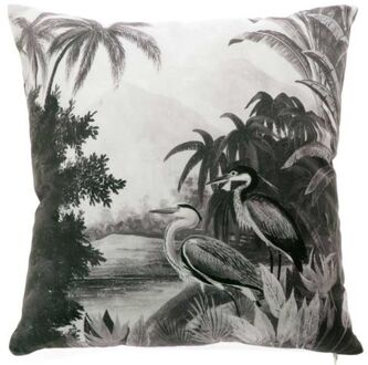 Kussen Exotic print z/w 45x45cm dessin 1 Grijs