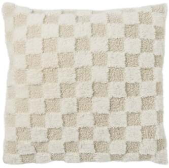 Kussen geblokt teddy - beige - 45x45 cm