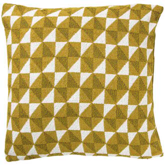 Kussen jacquard driehoek - geel - 45x45 cm