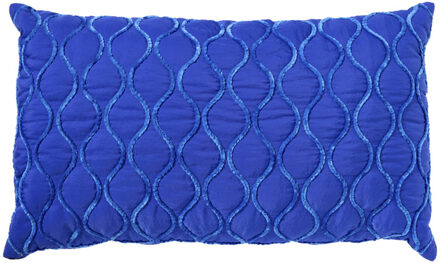 Kussen met piping - blauw - 30x50 cm
