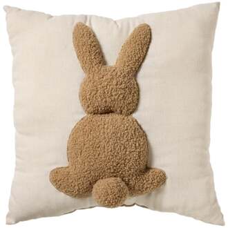 Kussen paashaas - beige/bruin - 45x45cm