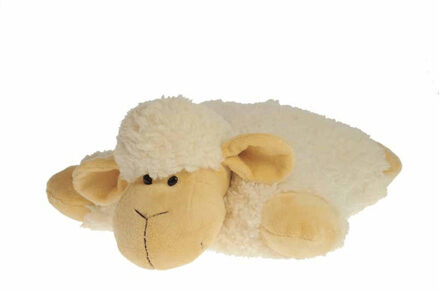 Kussen van een schaap - creme wit - schapen knuffels - 35 cm - Knuffelkussen Multikleur