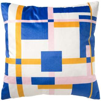 Kussen velvet vlakken - multikleur - 45x45 cm