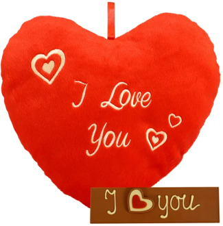 Kussenhart I love you + reep i love you