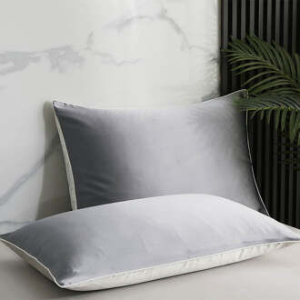 Kussensloop - 100% Zijde 2-PACK - Basalt - 60x70 Cm - Zijde - Dekbed-Discounter.nl Grijs - 60 x 70
