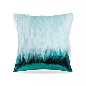 Kussensloop Draagbare Mode Decoratieve Pluche Pailletten Stiksels Kussensloop Voor Huishoudelijke Verscheidenheid Van Kleuren Te Kiezen Blauw