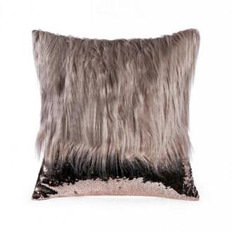 Kussensloop Draagbare Mode Decoratieve Pluche Pailletten Stiksels Kussensloop Voor Huishoudelijke Verscheidenheid Van Kleuren Te Kiezen koffie