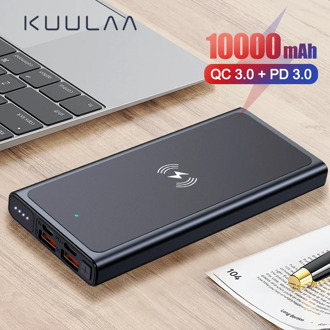 KUULAA 10000mAh Qi Wireless Charger Power Bank External Battery Wireless Charging Powerbank For iPhone11 X Samsung huawei Xiaomi